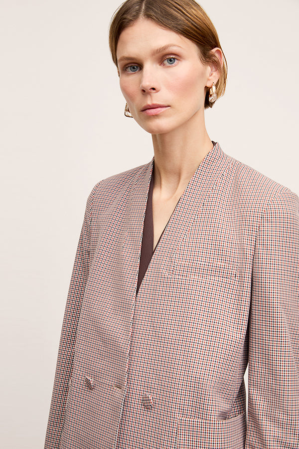 Front image of the Janette Jacket in Mini Check | Exclude