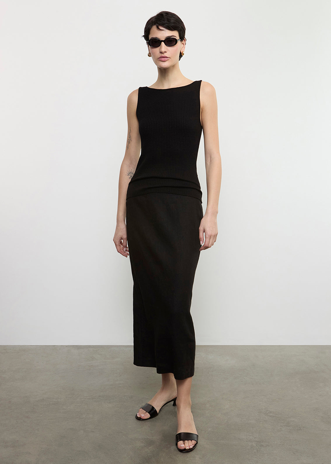 Military Rib Boatneck Tank | Black