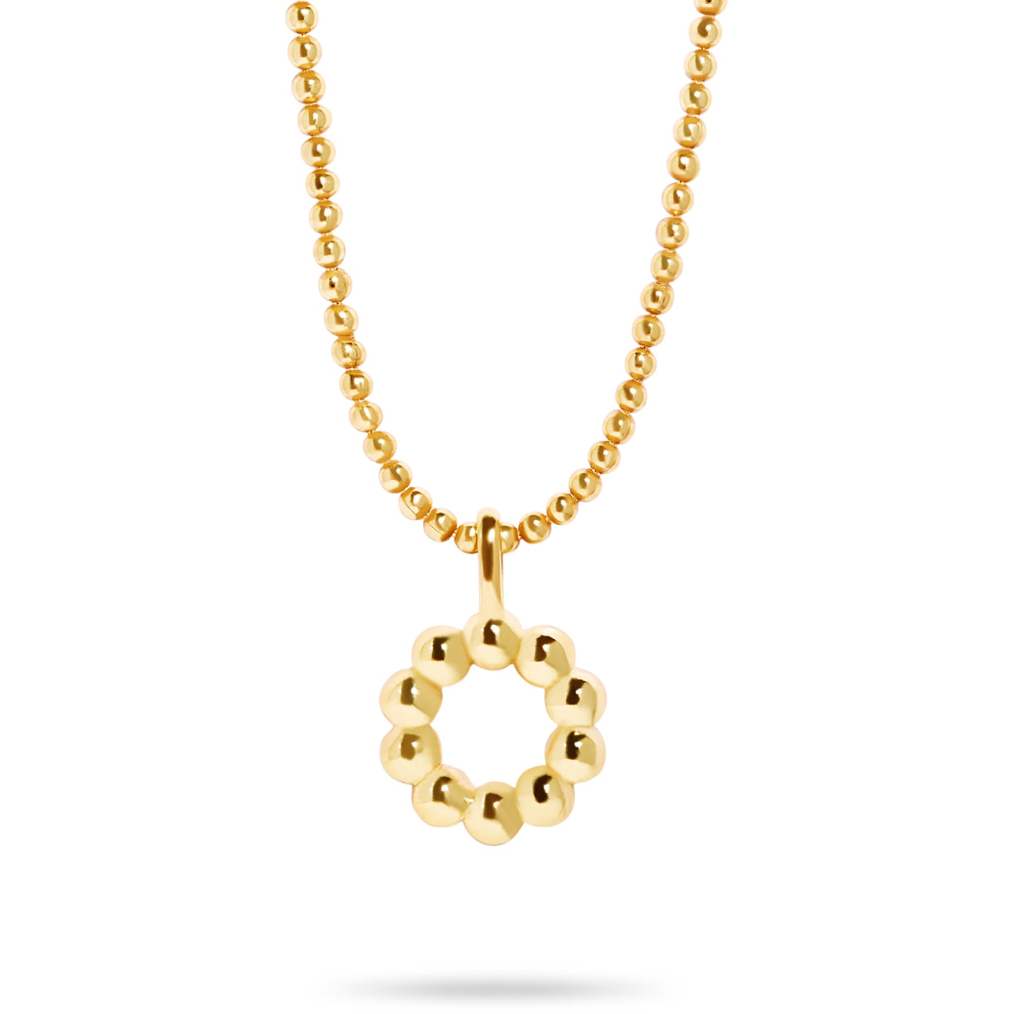 Stone and Strand Gold Vermeil Mochi Donut Initial Necklace Close Up O Image