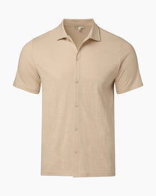 Mens | Slub Short Sleeve Button-up Shirt | Stone