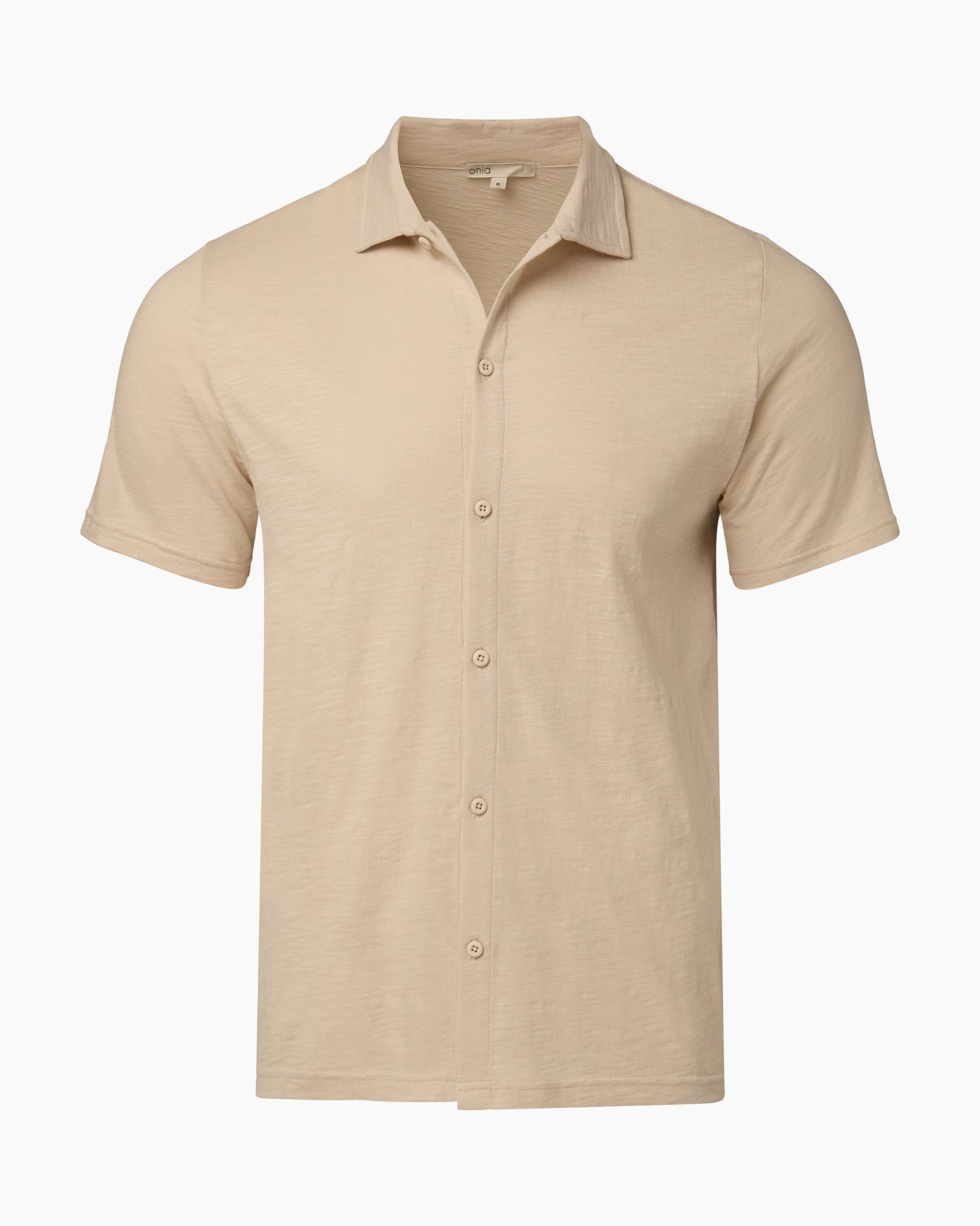 Mens | Slub Short Sleeve Button-up Shirt | Stone