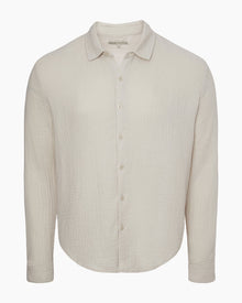 Mens | Cotton Gauze Long Sleeve Shirt | Stone