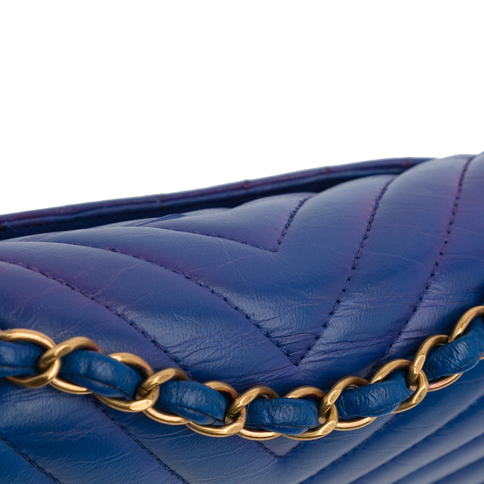 Chanel | Pre-Owned Mini Rectangular Chevron Lambskin Flap | Blue