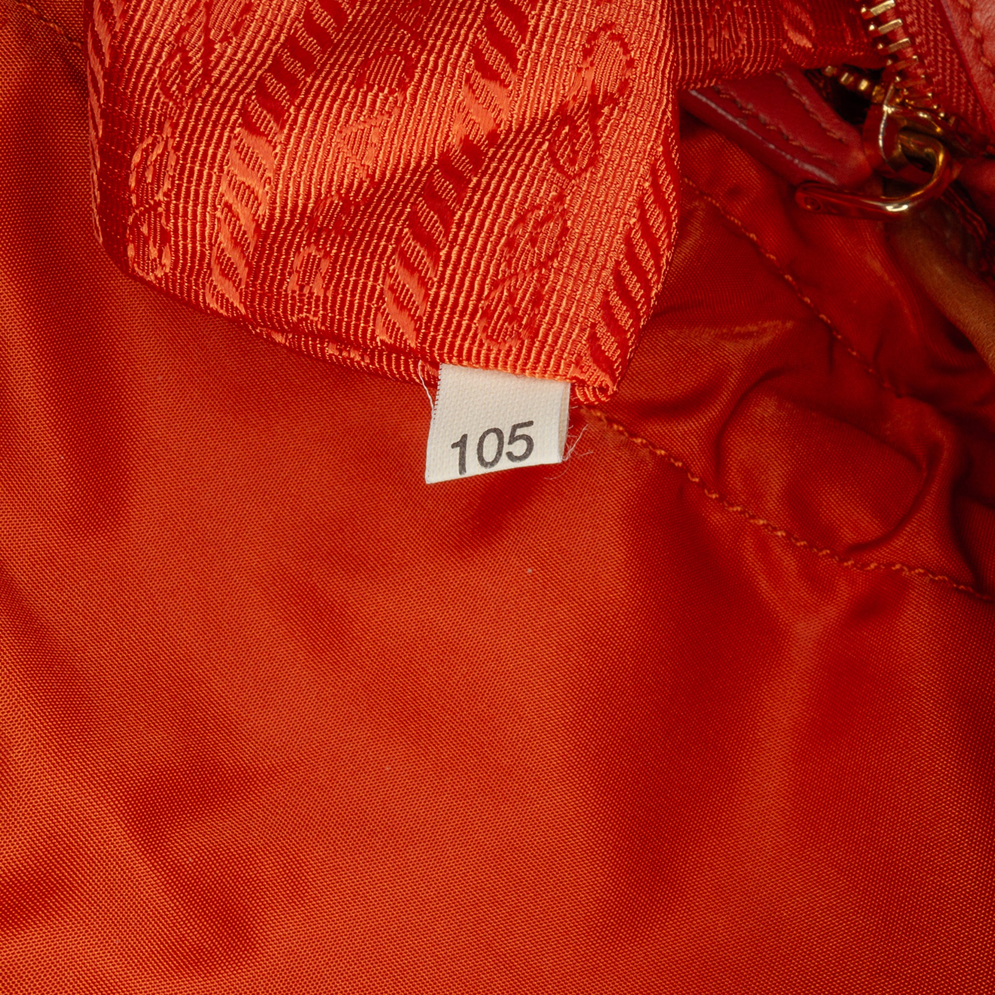 Prada | Pre-Owned Tessuto Logo Drawstring Tote | Orange