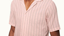 Maitan Capri Collar Stripe Cotton Shirt | Rose/White