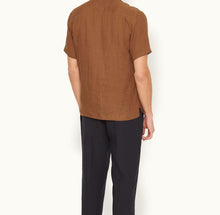 Maitan Relaxed Fit Capri Collar Linen Shirt Woven | Cinnamon Coffee