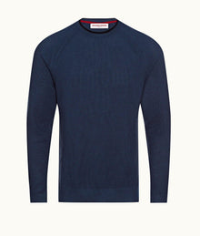 Manza Knitted Merino Crew Neck Jumper | Classic Blue