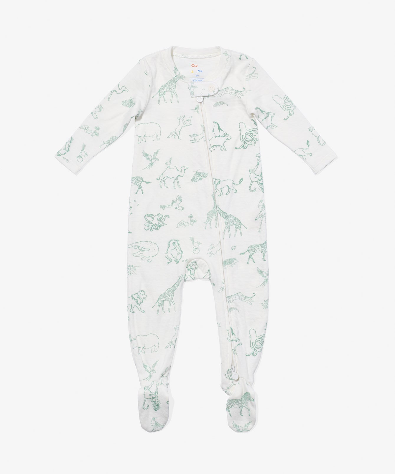 Kids Unisex | Marley Zip Pajama | Green/White