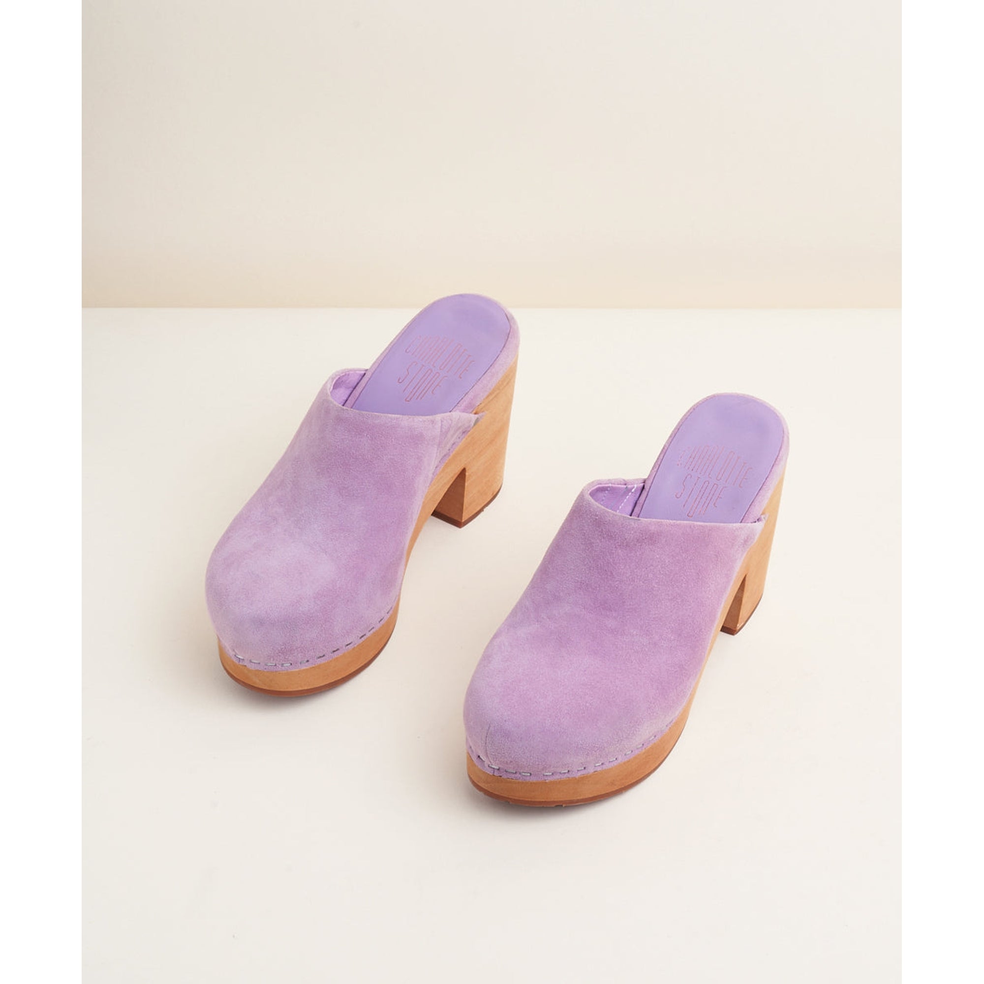 Marlo Low Heel Wooden Clog | Lilac