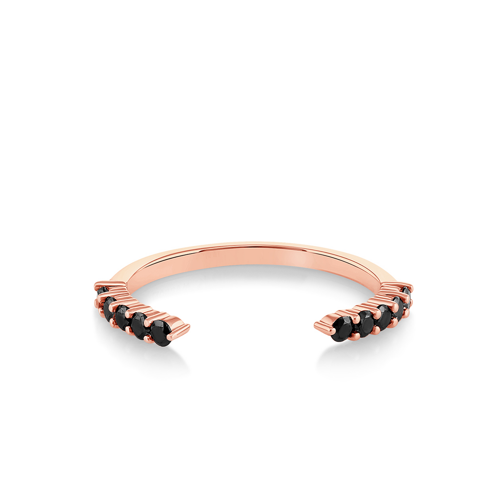 Women | Black Diamond Cosmic Light Open Shank Band V1 | 14k Rose Gold