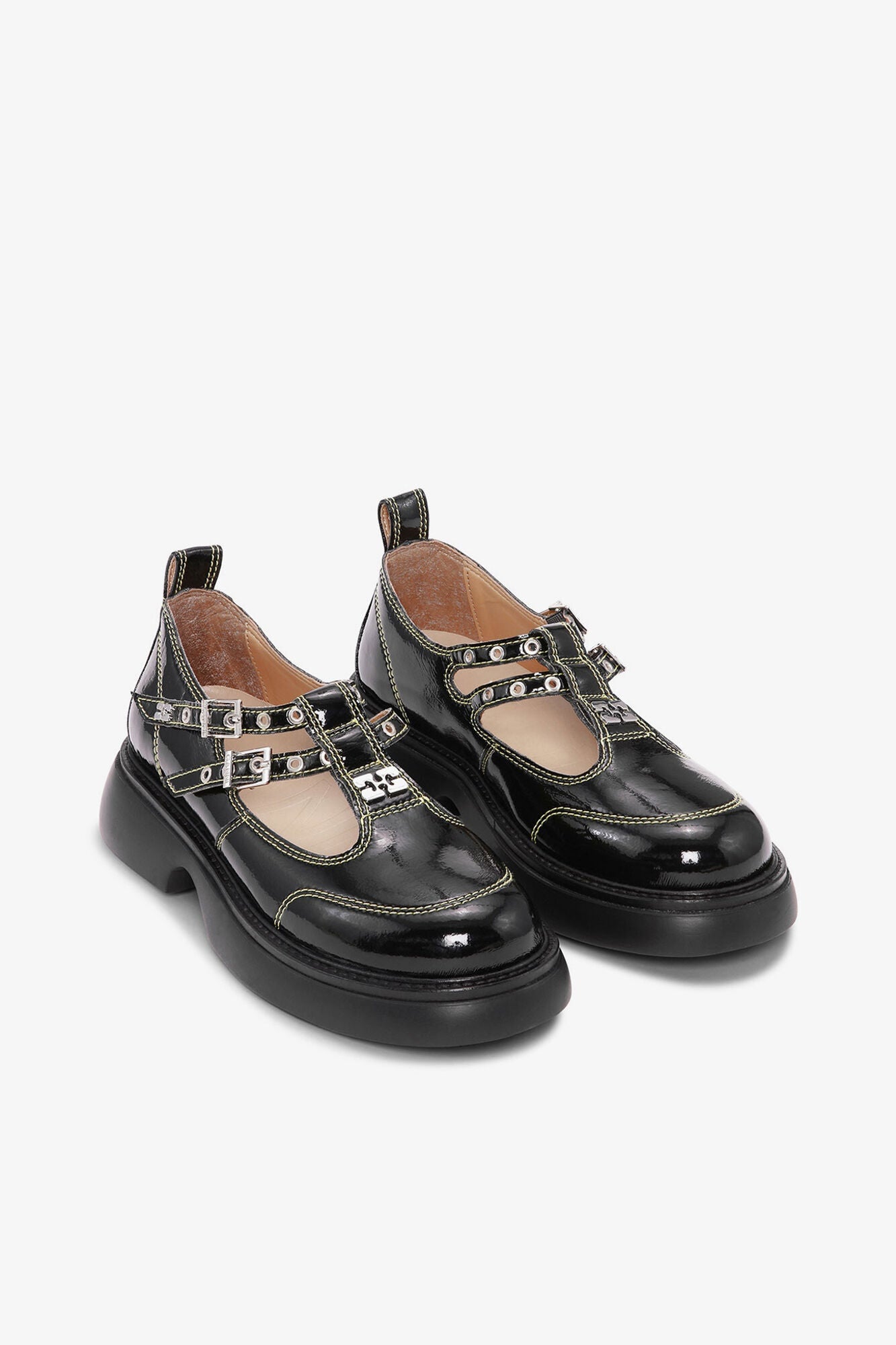 Mary Jane Shoes | Black/Yellow