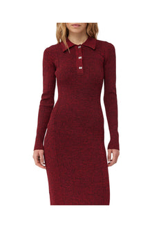 Melange Rib Polo Dress | High Risk Red