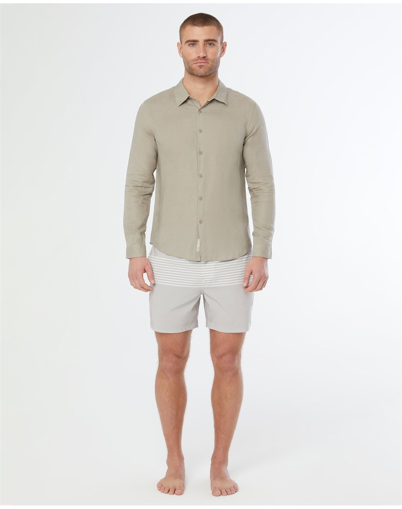 Men | Air Linen Long Sleeve Shirt | Dark Olive