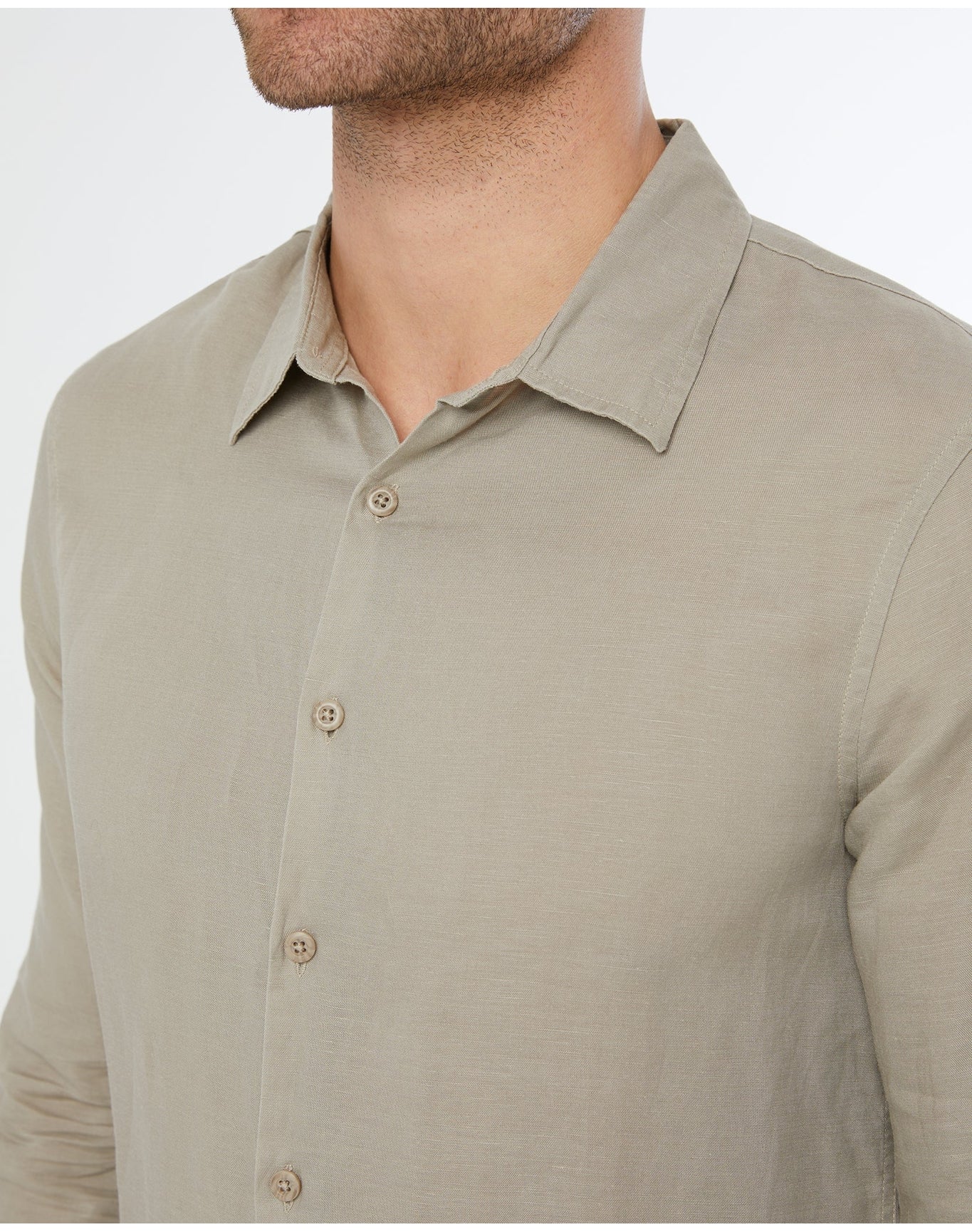 Men | Air Linen Long Sleeve Shirt | Dark Olive