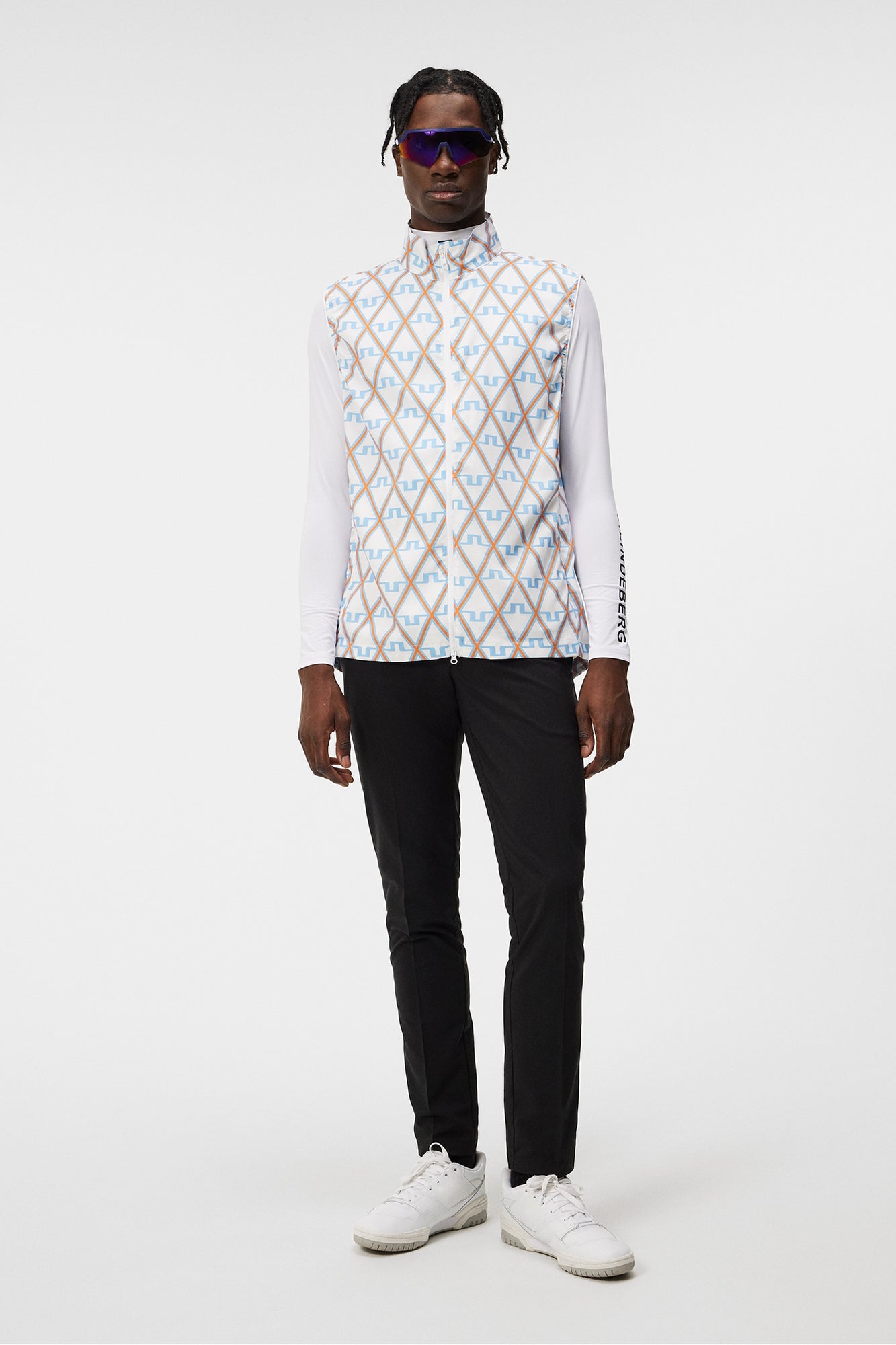 Men | Ash Light Packable Vest Print | Little Boy Blue Diamond