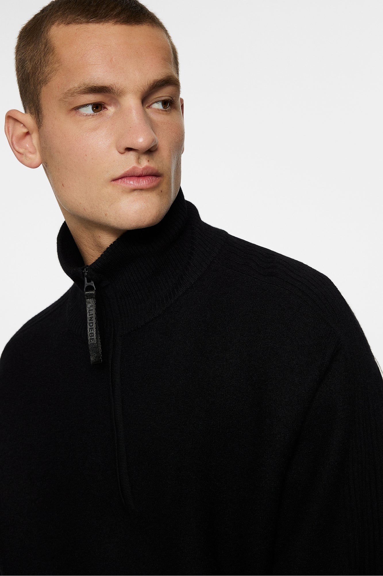 Men | Bon Boiled Wool Quarter Zip | Black