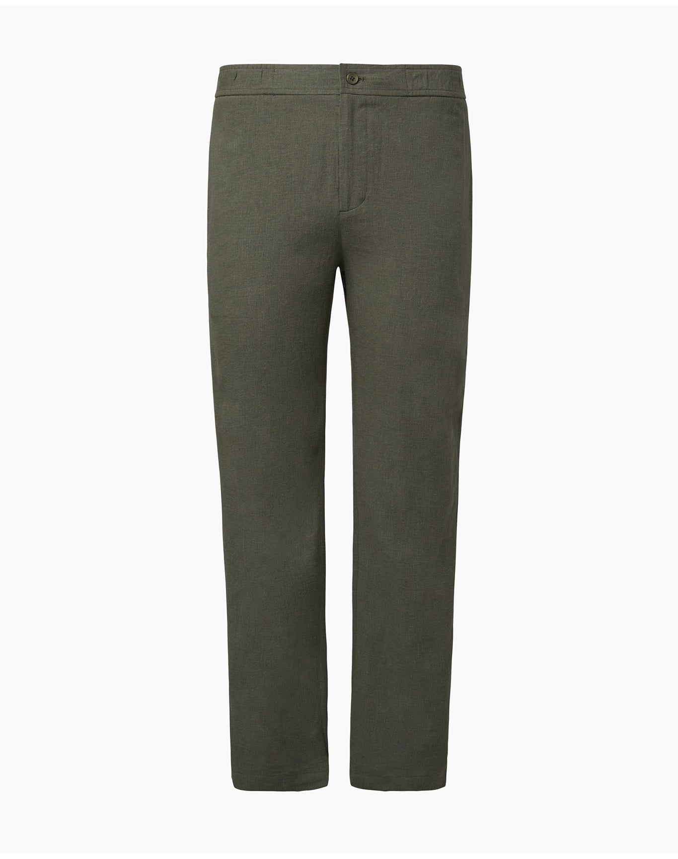Men | Button Front Elastic Linen Pant | Agave