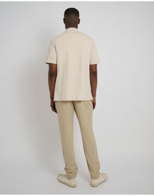 Men | Button Front Elastic Linen Pant | Sand