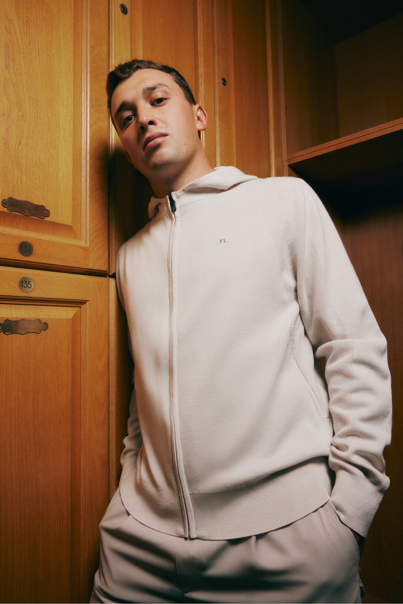 Men | Cameron Hooded Knit Full Zip | Moonbeam