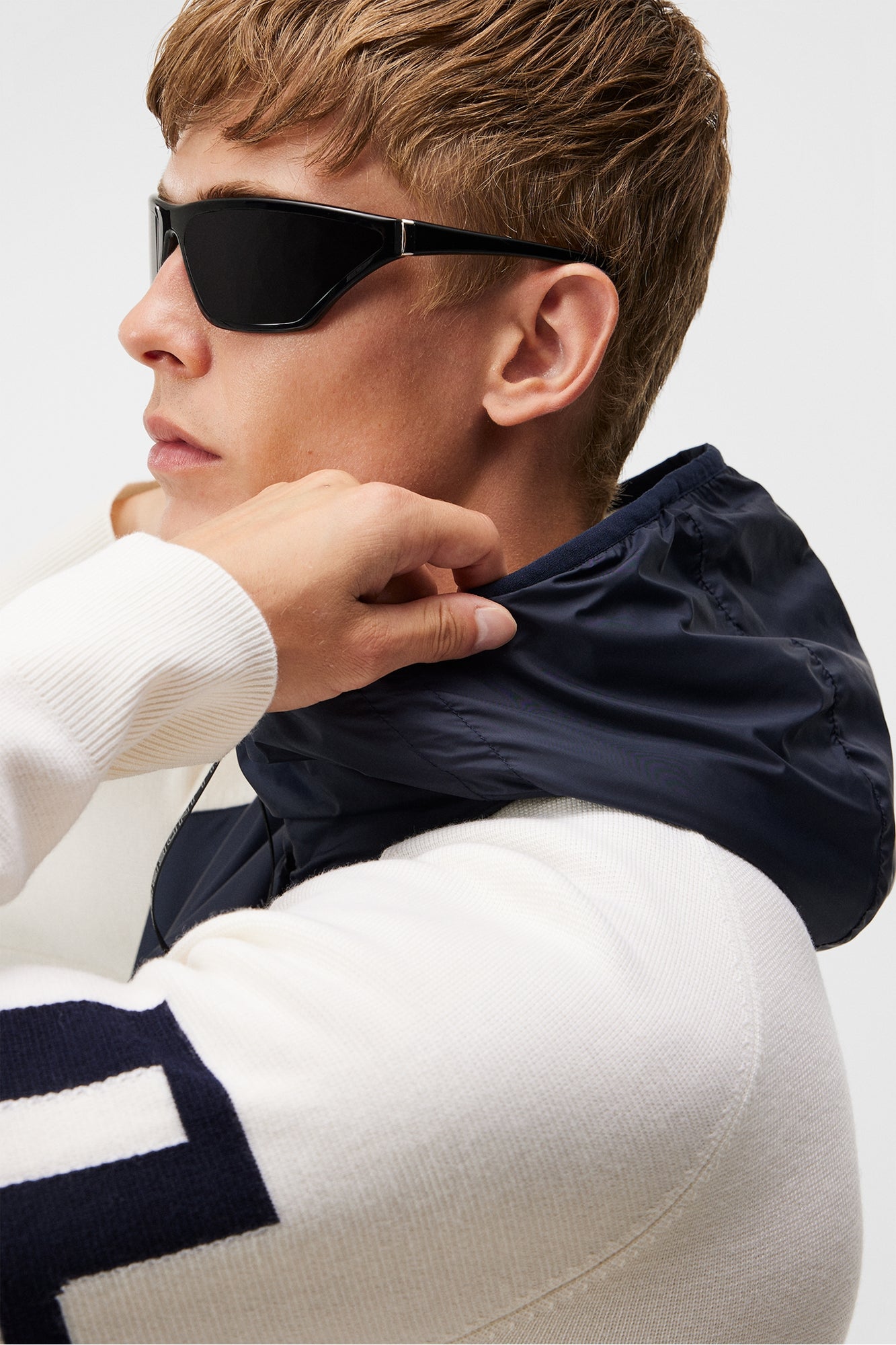 Men | Cascade Hybrid Hood Jacket | JL Navy