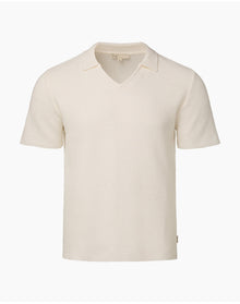 Men | Cotton Crochet Johnny Collar Polo | White