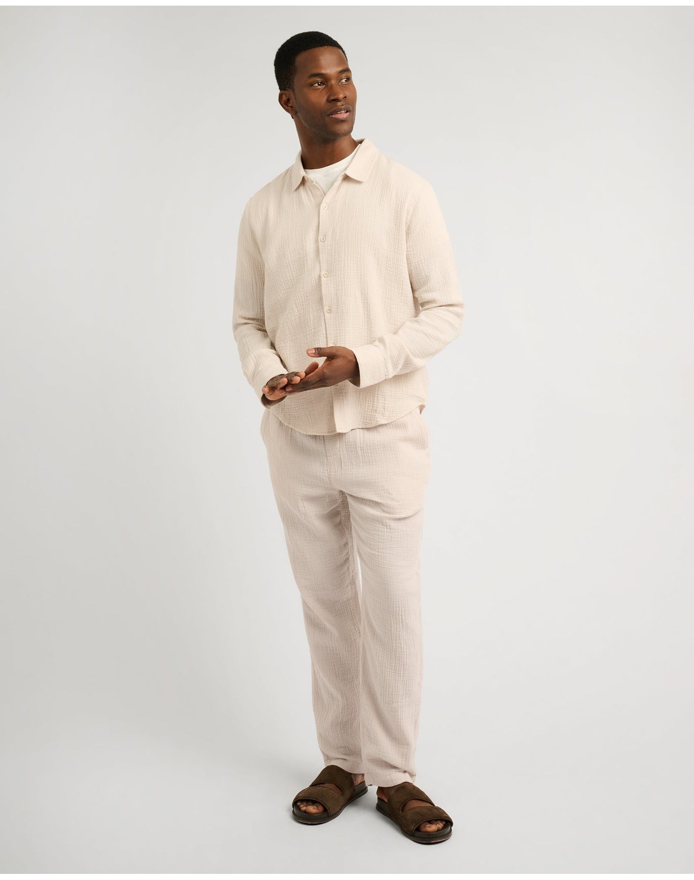 Men | Cotton Gauze Pull On Pant | Stone