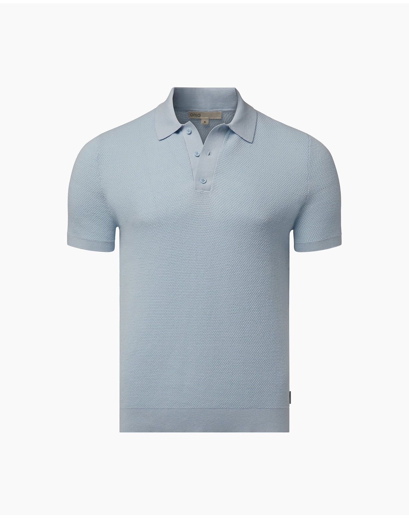 Men | Cotton Textured Knit Polo | Spring Blue
