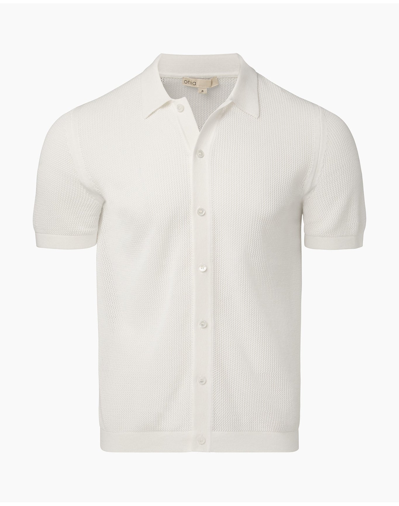 Men | Crochet Knit Button Up Shirt | White VTAG V2