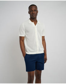 Men | Crochet Knit Button Up Shirt | White VTAG V2