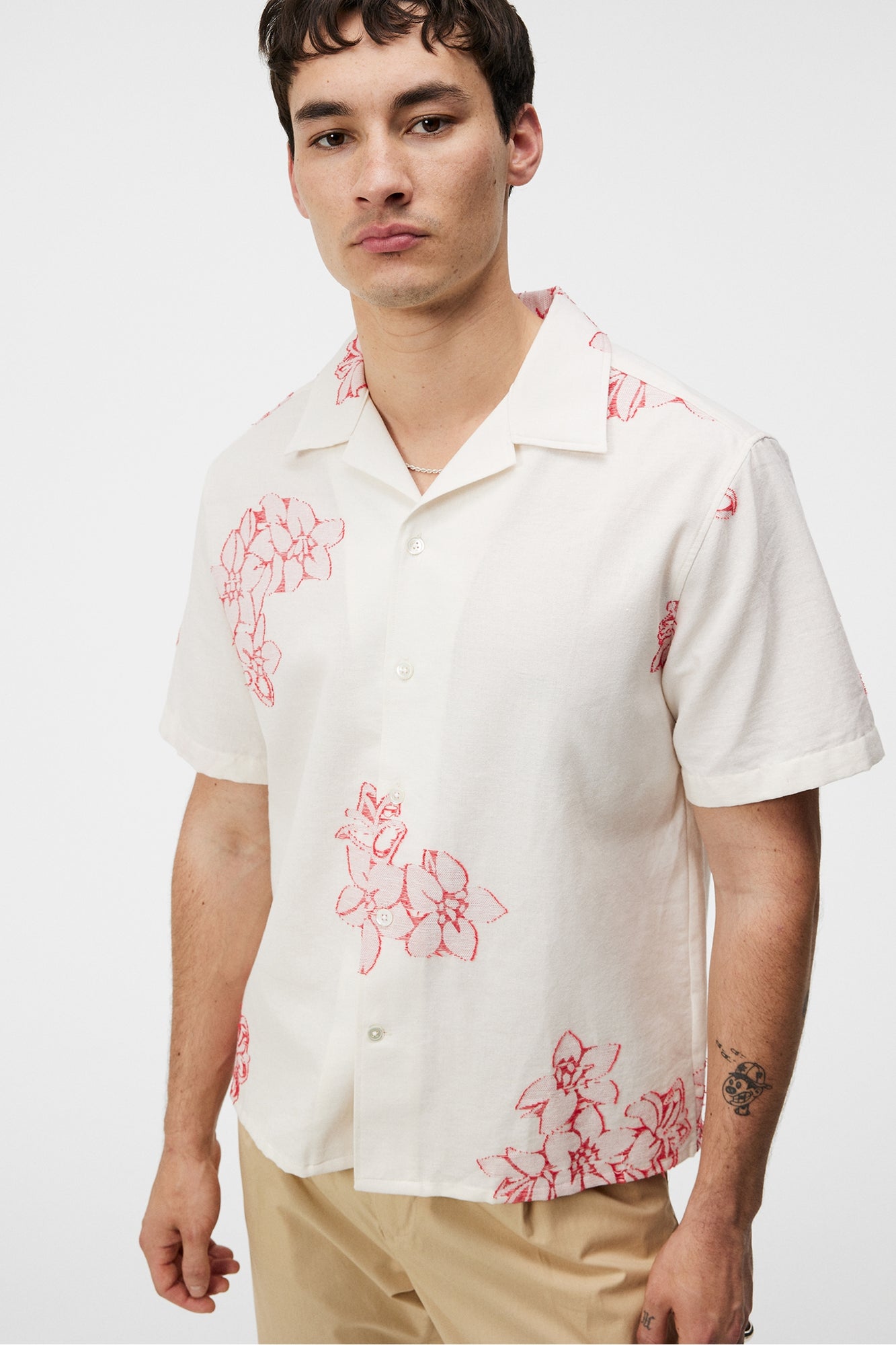 Men | Donso Fil Coupe Floral Shirt | Cloud White