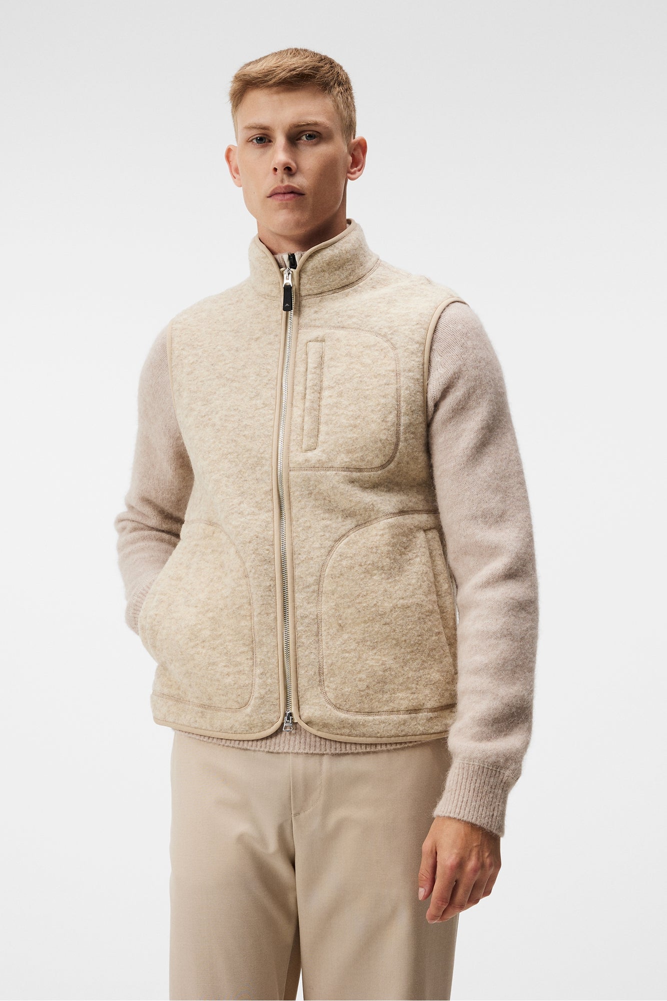 Men | Duncan Wool Fleece Vest | Oyster Gray