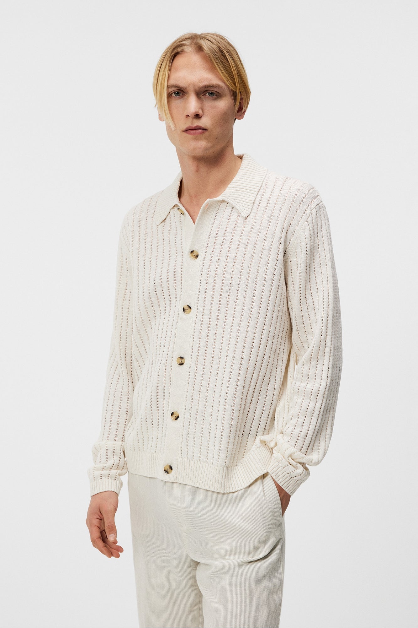 Men | Edmondo Collar Cardigan | Cloud White