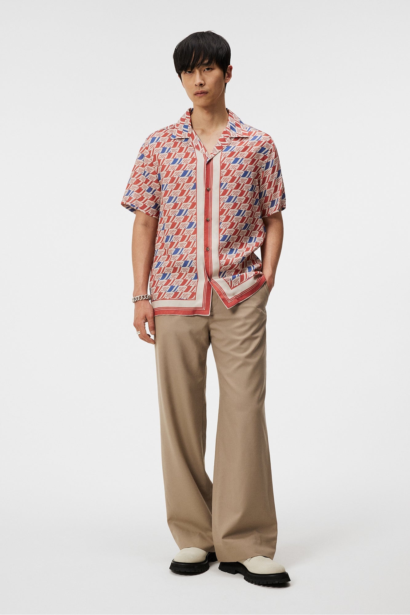 Men | Elio Tencel Print Shirt | Monogra | Moto Monogram Border Cedar