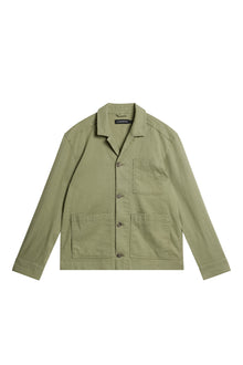 Men | Errol Linen Workwear Overshirt | Oil Green