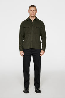 Men | Flat Wool Overshirt | Forest Green