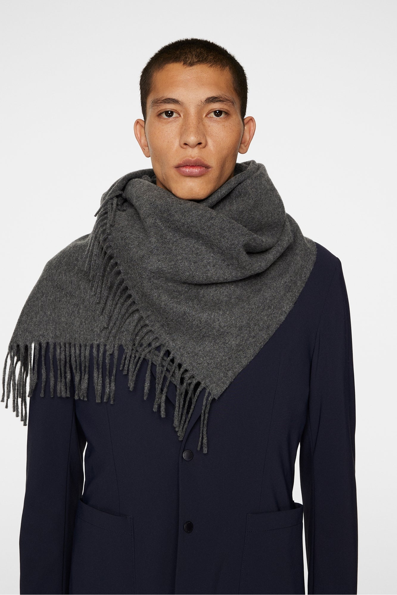 Men | Frame Cashmere Blend Scarf | Mid Grey Melange
