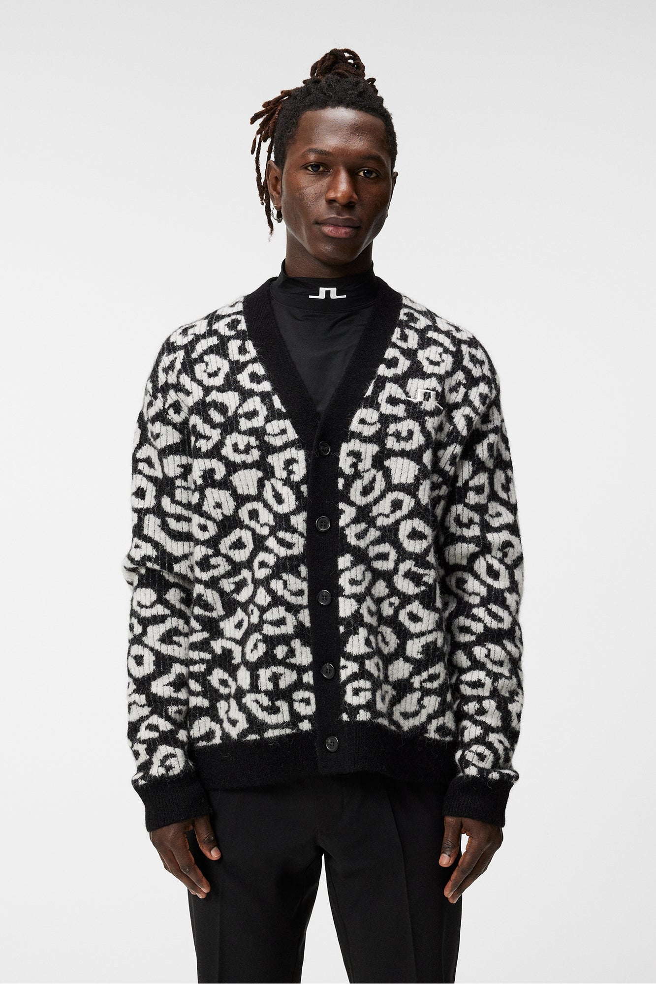 Men | Frederic Jacquard Cardigan | B | Bw Leopard