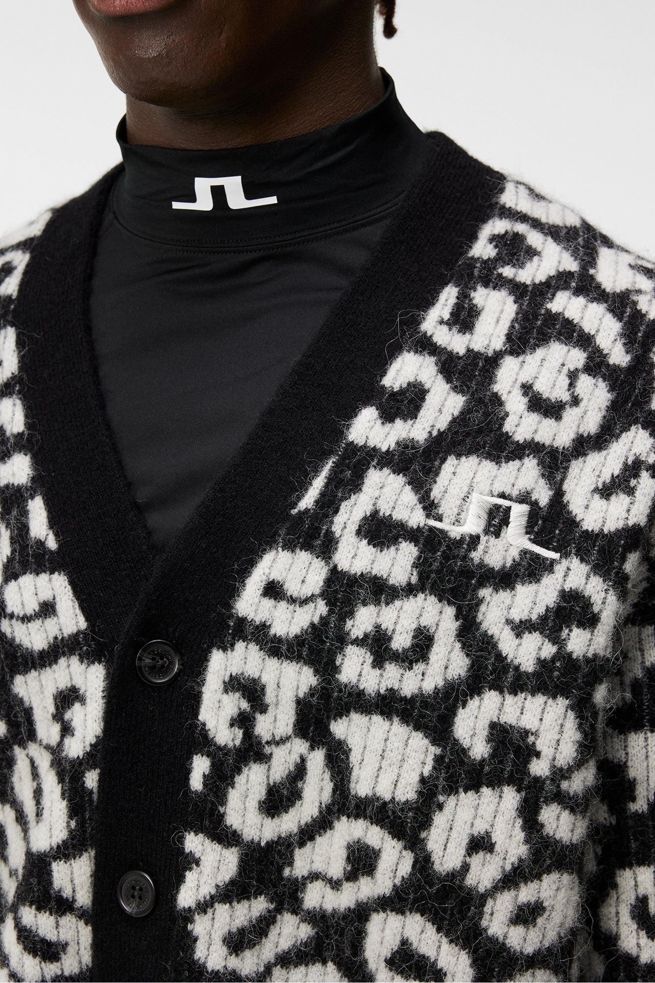 Men | Frederic Jacquard Cardigan | B | Bw Leopard