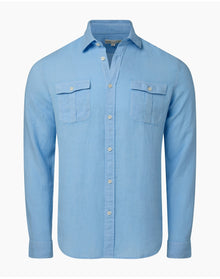 Men | Garment Dye Linen Standard Fit Shirt | Light Blue