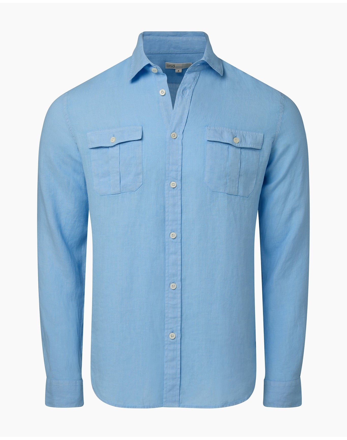 Men | Garment Dye Linen Standard Fit Shirt | Light Blue