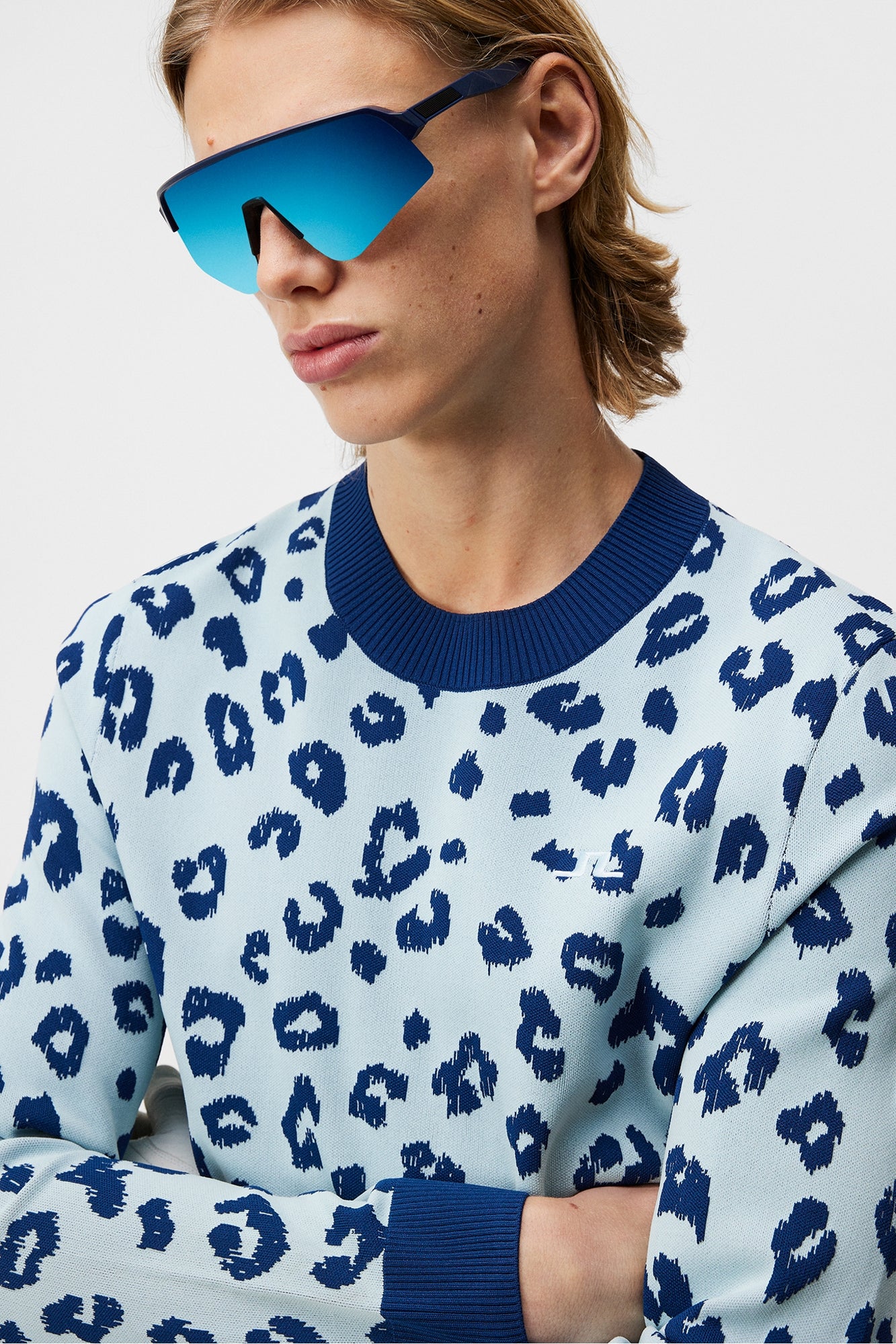Men | Gus Jacquard Knitted Sweater | Savanna Estate Blue