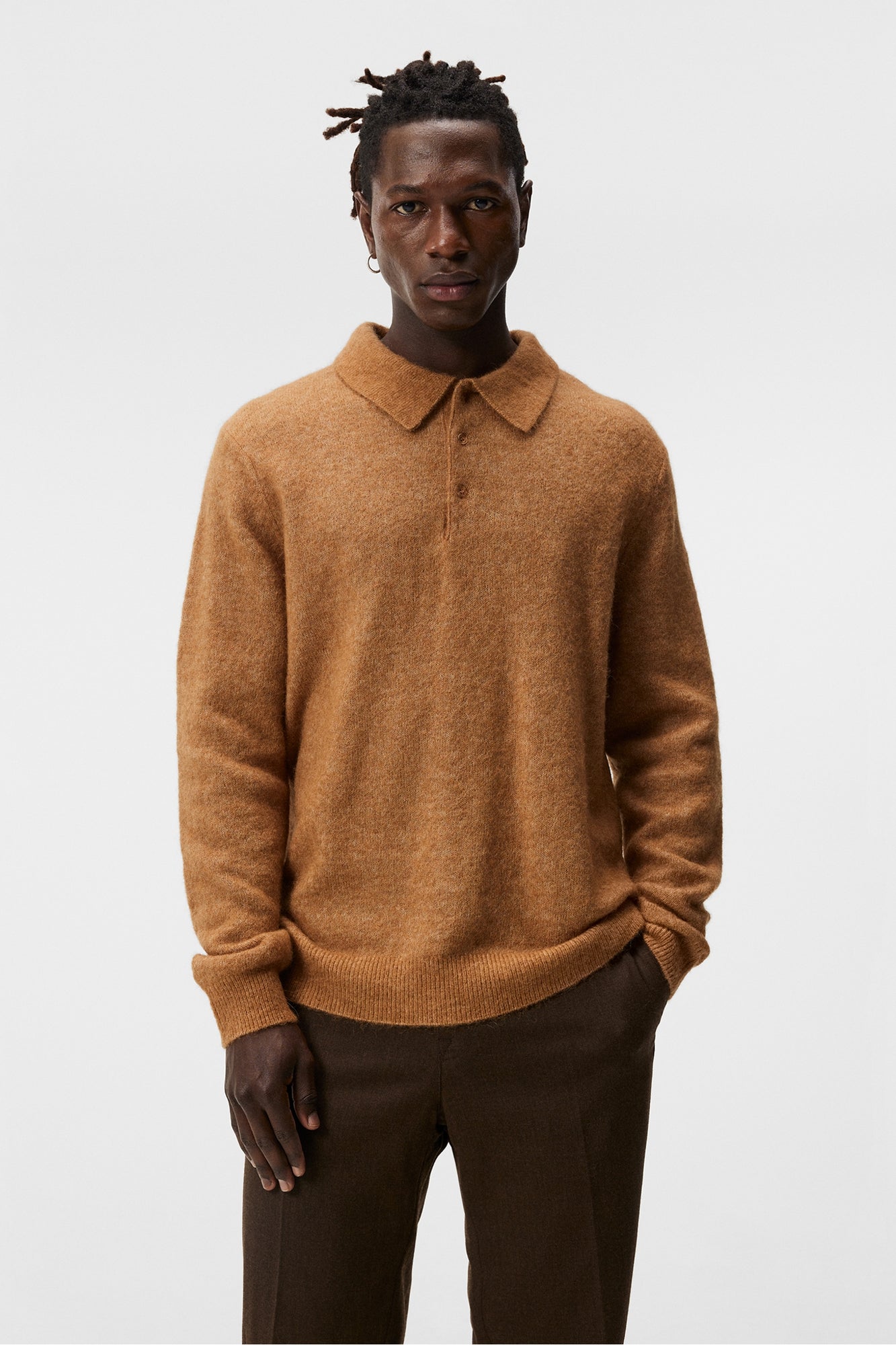 Men | Hayden Hairy Polo Knit | Chipmunk