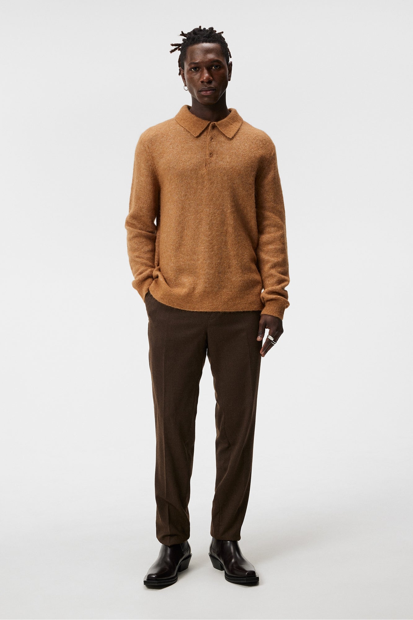 Men | Hayden Hairy Polo Knit | Chipmunk