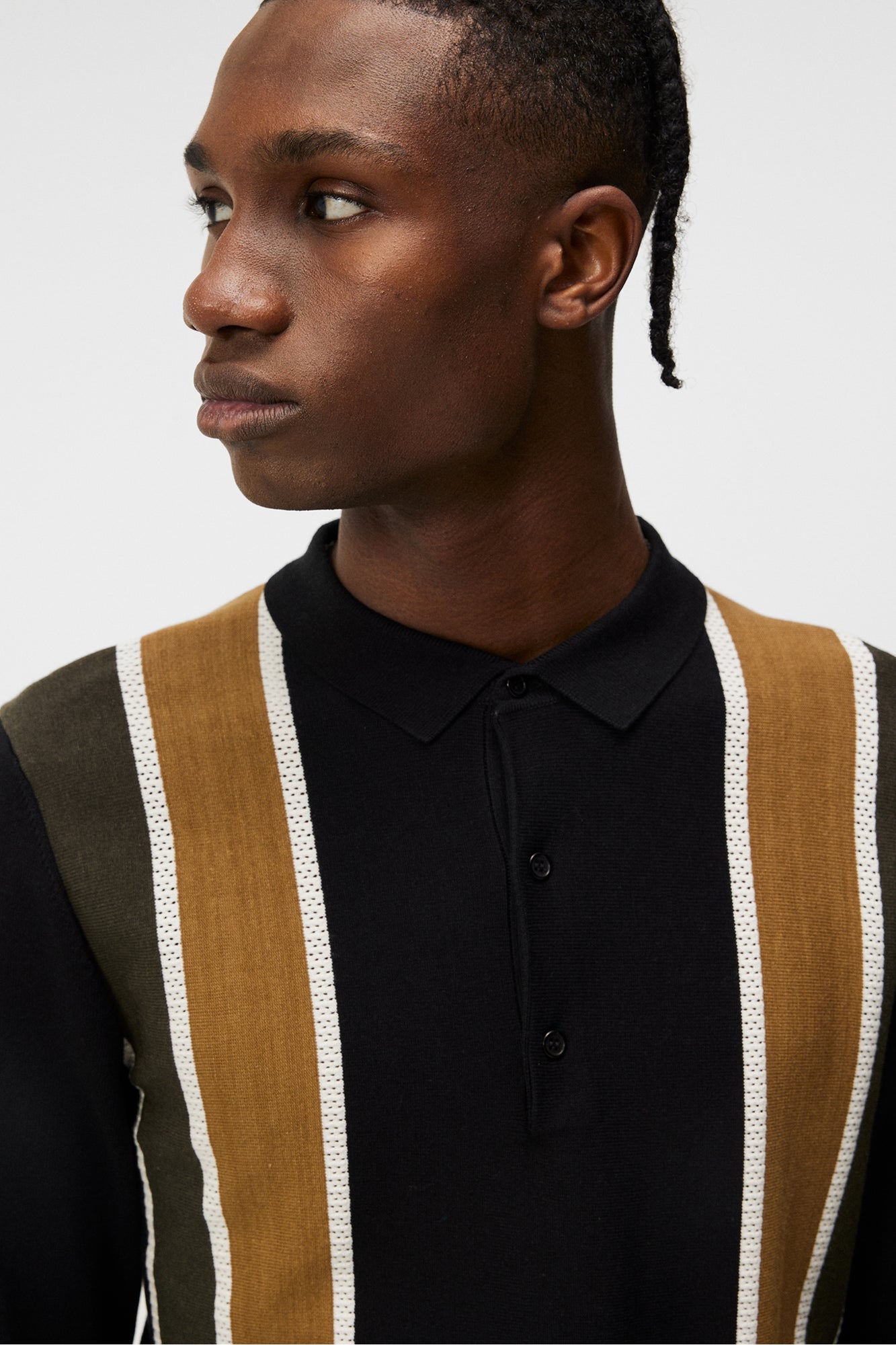 Men | Heden Striped Knitted Polo | Black