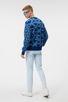 Men | Isaac Jacquard Knitted Sweater | Estate Blue Diamond