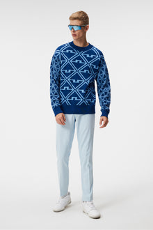 Men | Isaac Jacquard Knitted Sweater | Estate Blue Diamond