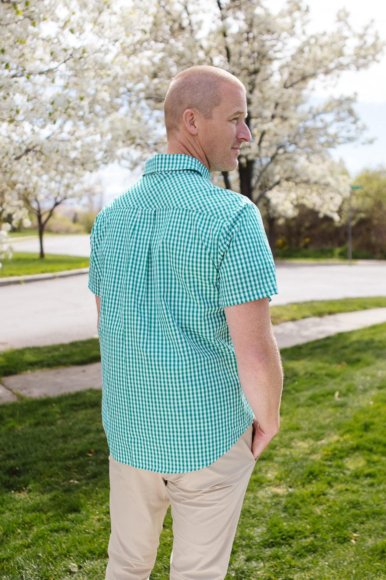 Men | James Shirt | Green x Gingham