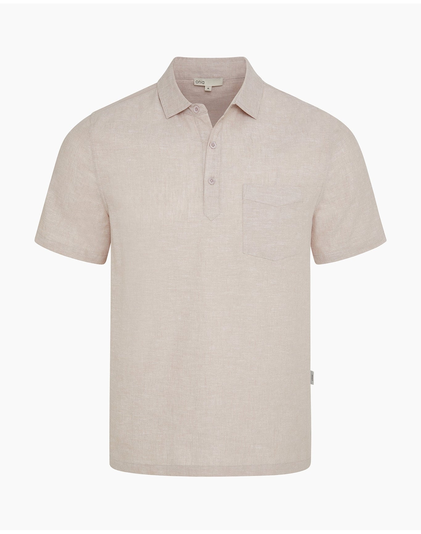 Men | Josh Cotton Linen Popover Polo | Tan