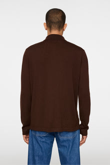 Men | Kaleb Merino Zip Cardigan | Bitter Chocolate