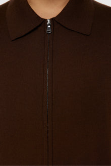 Men | Kaleb Merino Zip Cardigan | Bitter Chocolate
